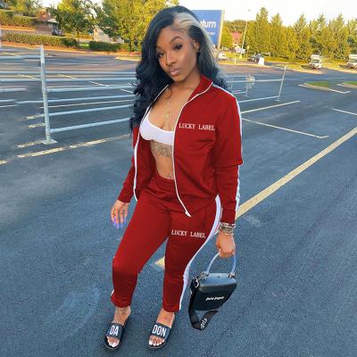 China Fashion Washable Zipper Casual Letter Set Women's Clothing Tracksuits Two-Piece Sports Coat Set Tops For Women - HQ for sale