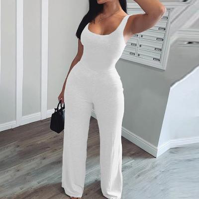 China Casual Comfortable Casual Easy Matching Romper U Neck Gym Daily Life Gym Overalls Wide Leg Sleeveless Simple Casual Viable Sports Wear For Women - SM for sale