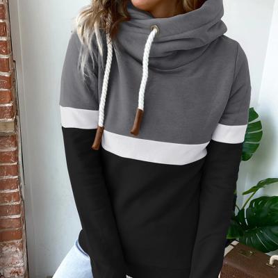 China Viable Fashionable Casual Contrast Colors Hooded Sweatshirts Fall Color Block Long Sleeve Women Hoodies for sale