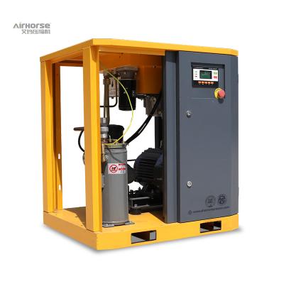 China Lubricated High Efficiency 10hp Industrial Equipment 8bar Belt Driven Screw Air Compressor for sale