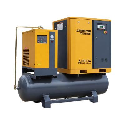 China Good performance 7.5KW 10HP lubricated rotary compressor integrated industrial air dryer and air dryer tank compressor for sale