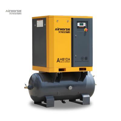 China Fast Delivery High Lubricated Energy Saving Compressor Air 7.5kw Oil Free Tank Mounted Screw Air Compressor for sale