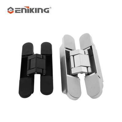 China Eniking Industrial High Quality Industrial Zinc Alloy Heavy Duty Black Adjustable Hidden Invisible Hidden 3D Wooden Door Hinges for sale