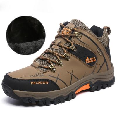 China Rubber Waterproof Rise Shoes For Outdoor Light Weight High Top Warm Shockproof Non-slip Leather Snow Hiking Shoes For Men Hiking Running Shoes for sale