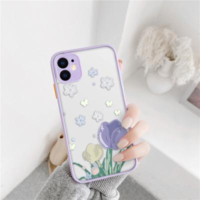 China Phone Case Back Cover For iPhone 2021 NEW Fashion Flower Pattern Phone Case Cute TPU For iPhone 12 With Camera Protector for sale