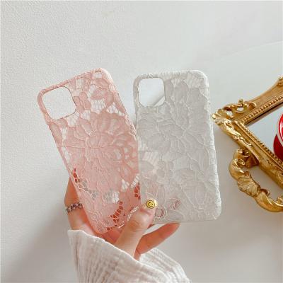 China Luxury Clear Eco-friendly Embroidery Lace Fabric Phone Case Cover For iphone X xr xs 11 pro max for sale