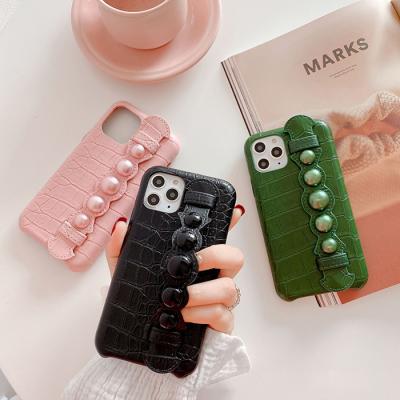 China Eco-friendly Croco Crocodile Skin Phone Case For iPhone 11 Pro Max, With Wristband Stand Holder for sale