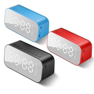 China Mini Home wireless subwoofer BT mini led mirror alarm clock bluetooth radio speaker for sale