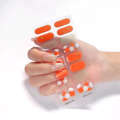 China Eco-friendly Gloss Floral Personalized Pastel Poly Gel Nails Sticker with UV Lamp for sale