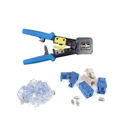 China Paso RJ45 a través del arrugador para Ethernet modular del conector de Cat6a Cat6 Cat5 Cat5e 8P8C en venta