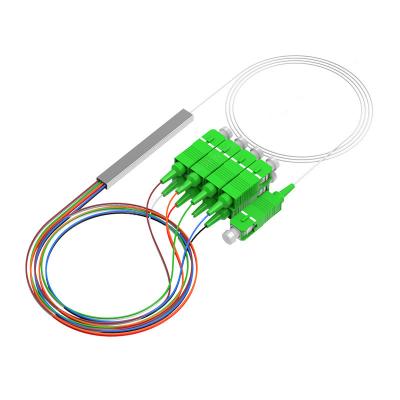 China Mini Type Steel Tube 1*8 Sc/Apc Optical Fiber Splitter 0.9Mm G657A Fiber PLC Ftth Splitter for sale