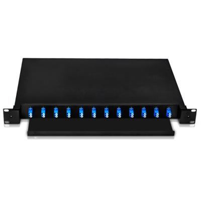 China 19'' 1U Fiber Optic Accessories 12 Port Fiber  Patch Panel 24 Core for sale