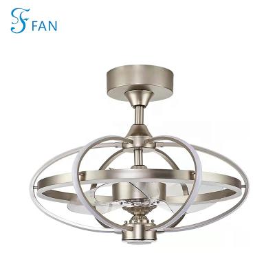 China With Light Nordic Silver Caged Ceiling Fan Decorative Fan Design Ceiling Fan With Led Light for sale