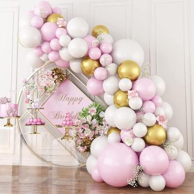 China Gift Toy White Pink Balloons Garland Kit Gold Metallic Balloons Arch Kit For Wedding Party Supplies for sale