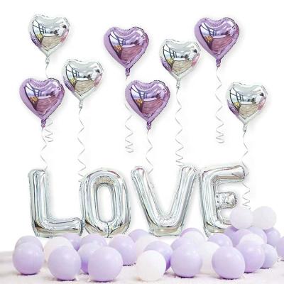 China Decoration; promotion ; the LOVE of advertising etc. set foil balloons purple and silver theme supplies for wedding party decoration for sale