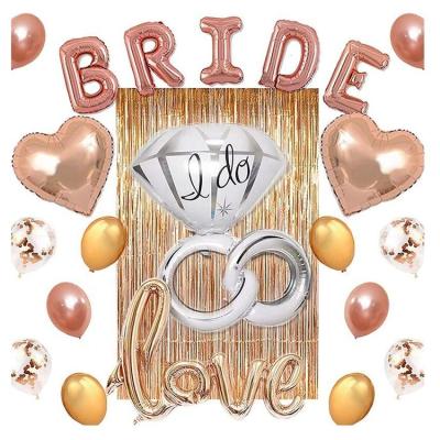 China Festival Party/Birthday Decorations Bridal Shower Supplies With Bride To Be Banner Diamond Ring Foil Heart Rose Gold Balloon Bachelor Party Supplies Decorations for sale