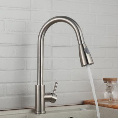 China Contemporary Kitchen Use Water Faucet In The Sink Current High Quality Hot Water Mixer Tap Interesting Price Sink Faucet Brushed Stainless Steel Faucet for sale