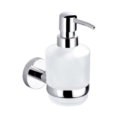 China Modern Bathroom Accessories Soap Dispenser Pump Chromed Brass Wall Mounted Suitable Toilet Accessories Toilet Liquid Soap Bottle for sale