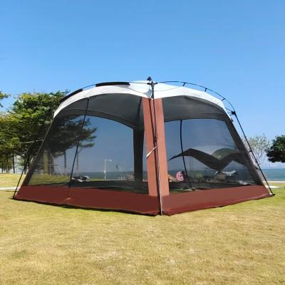 China Diamond Ground Nail Heavy duty double layer hexagonal automatic outdoor waterproof camping tent for 2-8 person for sale