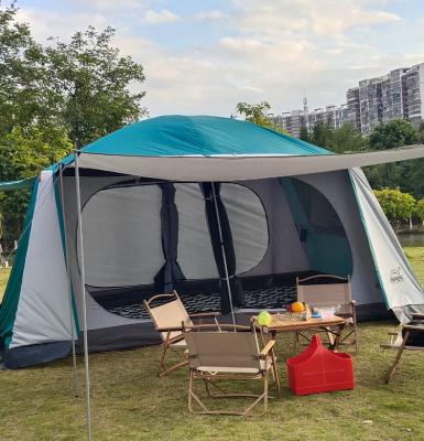 China Diamond Ground Nail Hexagonal Rooms 1 1 Living Room Extra Large Space 5 to 8 People Portable Family Waterproof Outdoor Camping Tent for sale