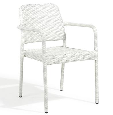 China Contemporary Rattan Garden Wicker Stackable Outdoor Wicker Chair Contemporary White Plastic Oval Single Chair for sale