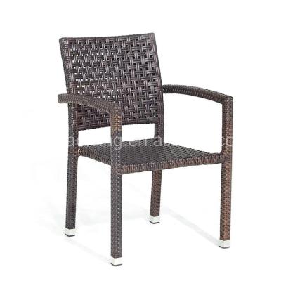 China Contemporary Hot Sales Aluminum Rattan Chair Outdoor Stacking Wicker Dining Chair for sale