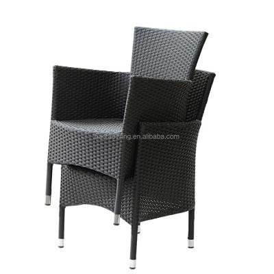 China Modern Restaurant Dining Chair Stackable Wicker Rattan Outdoor Garden Chair With Armrest for sale