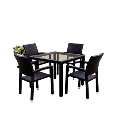 China Washable Garden Furniture Table PE Wicker Table Leisure Dining Outdoor Furniture Set for sale