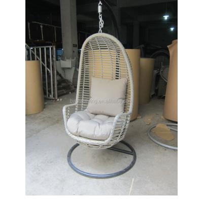 China Modern Rattan Hanging Chair Basket Steel Frame Outdoor Patio Furniture Plastic Wicker Rattan Egg Chair for sale