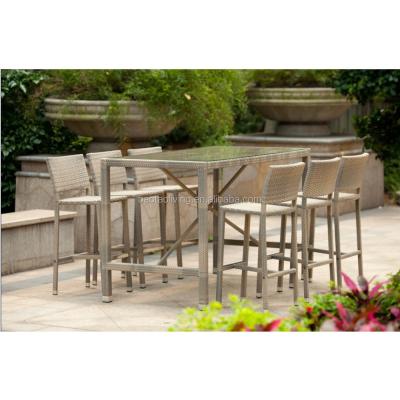 China Modern High Quality Outdoor Furniture Dining Bar Set All Weather Wicker Rattan Patio Bar Stool for sale