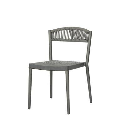 China Modern Outdoor Rope Furniture Dining Rope Chair Stacking Outdoor Bistro Patio Chair Garden Furniture for sale