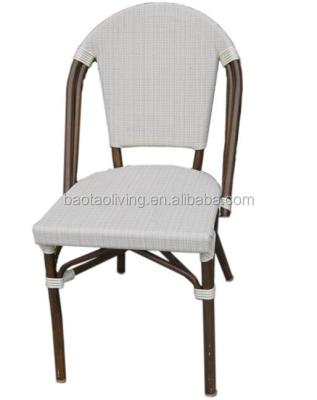 China Modern Popular White Bamboo Like Outdoor Bistro Chairs Wicker Furniture Outdoor Furniture for sale