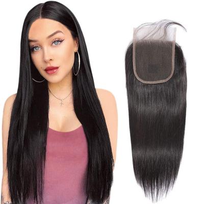 China Barely Shedding Brazilian Soft Soft Thick 5x5 Brazilian Lace Closure Transparent Hair Shedding With Baby Hair for sale