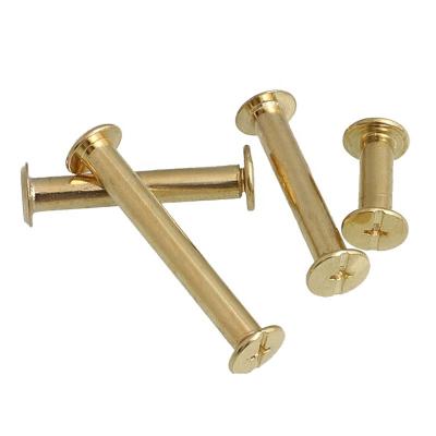 China 6mm 8mm 9mm Flat Gold Black Chicago Screw Brass 10mm Silver Chicago Screw Rivets Chicago Screw Fastener Nickel Plated for sale