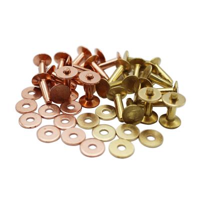 China Copper alloy Small Order Quantity Drop Shipping Solid Brass Rivets Copper Rivets Leather Rivets With Burrs Washers for sale