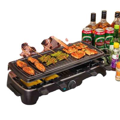 China Easily Cleaned Electric Pork Chop Raclette Grill Portable Smokeless Cooking Bbq Grill Indoor Commercial Barbecue Steak Grill Baking Tray for sale