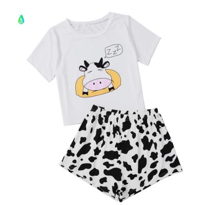 China 2021 New Cute Spring And Summer Cow Print Short Sleeve Breathable Loungewear for sale