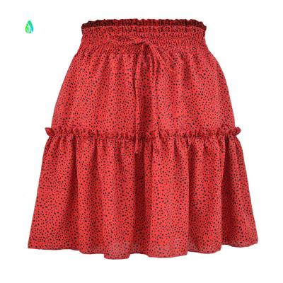 China Boho floral print ruffles mini skirt summer short skirts breathable casual elastic beach vacation for women for sale