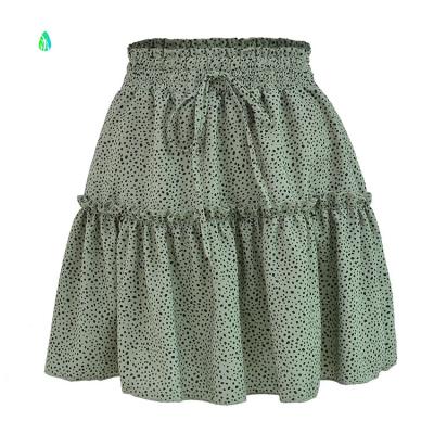 China Fashion Breathable Women Printed Pleated High-waisted Summer Casual Chiffon Skirt Short Skirt for sale