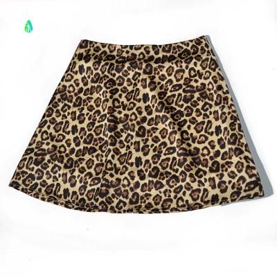 China 2021 European High-waisted Satin Floret Leopard Print Pink Skirt Breathable Print Skirt for sale