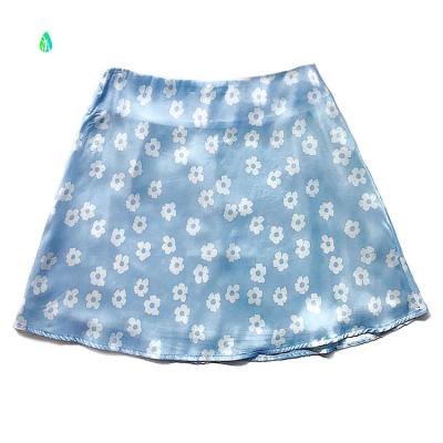 China Ladies summer size breathable hot selling satin fabric rose top flower printed short casual mini skirt for sale