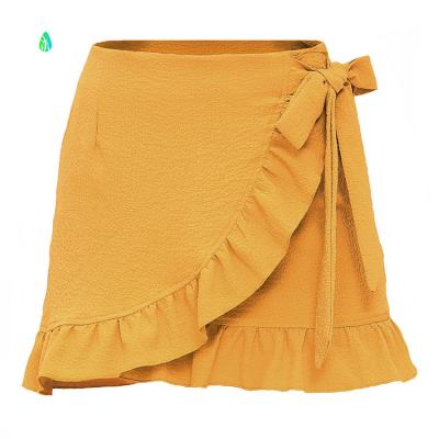 China New viable women's dress European and American solid color zipper ruffle skirt for sale