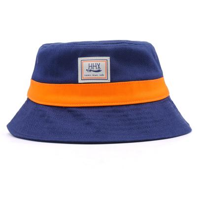 China Custom Woven Character Low Profile Label Bucket Hat Fisherman Hat for sale