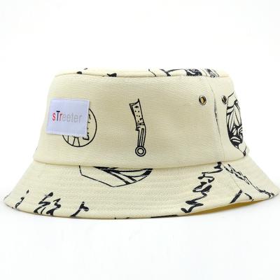 China Custom Character OEM Pattern Cotton Woven Label Bucket Hat Printing for sale