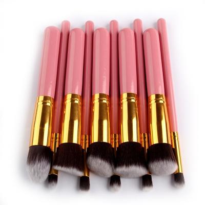 China Angular Blush Makeup 10pcs Brush Set Premium Synthetic Face Powder Foundation Blush Eyeshadow Brush Kit for sale