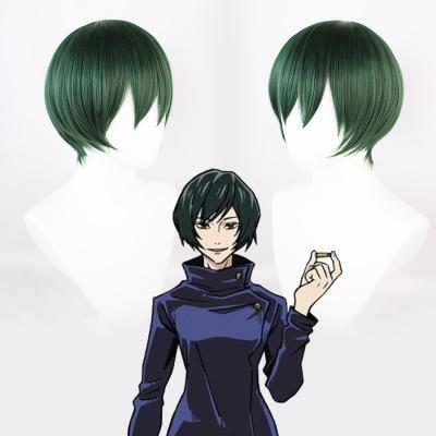 China Regular Short Wave Anime Jujutsu Kaisen Zenin Mai Cosplay Wig Green Bobo Hair For Stage Performance Fancy Props for sale