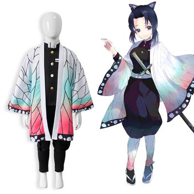 China No Child's Anime Demon Slayer Yaiba Kochou Shinobu Kids Cosplay Costume Cotton Hot Sale Anime CMV Kimetsu for sale