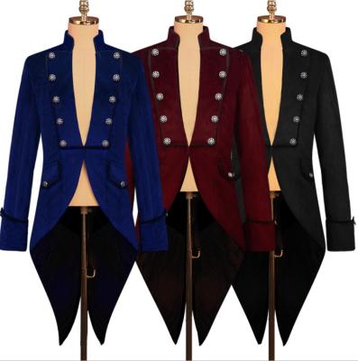 China Anti-wrinkle Cosplay Costume Medieval Men Middle Ages Coat Halloween Costume Retro Punk Tuxedo Renaissance Jacket for sale