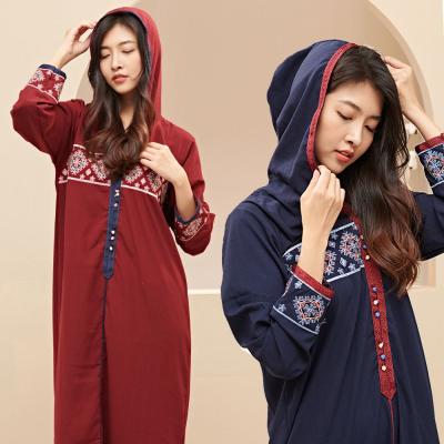 China Pollover Ethnic Hooded Embroidery Style Women's Long Sleeve Muslim Dresses Abaya D17 for sale