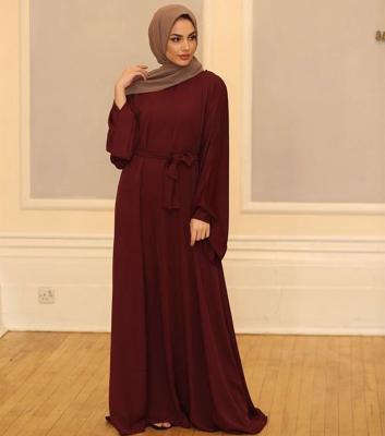 China Small MOQ Customize High Quality Muslim Wrap Dress Simple Long Sleeves Maxi Dress For Islamic Lady D10 for sale